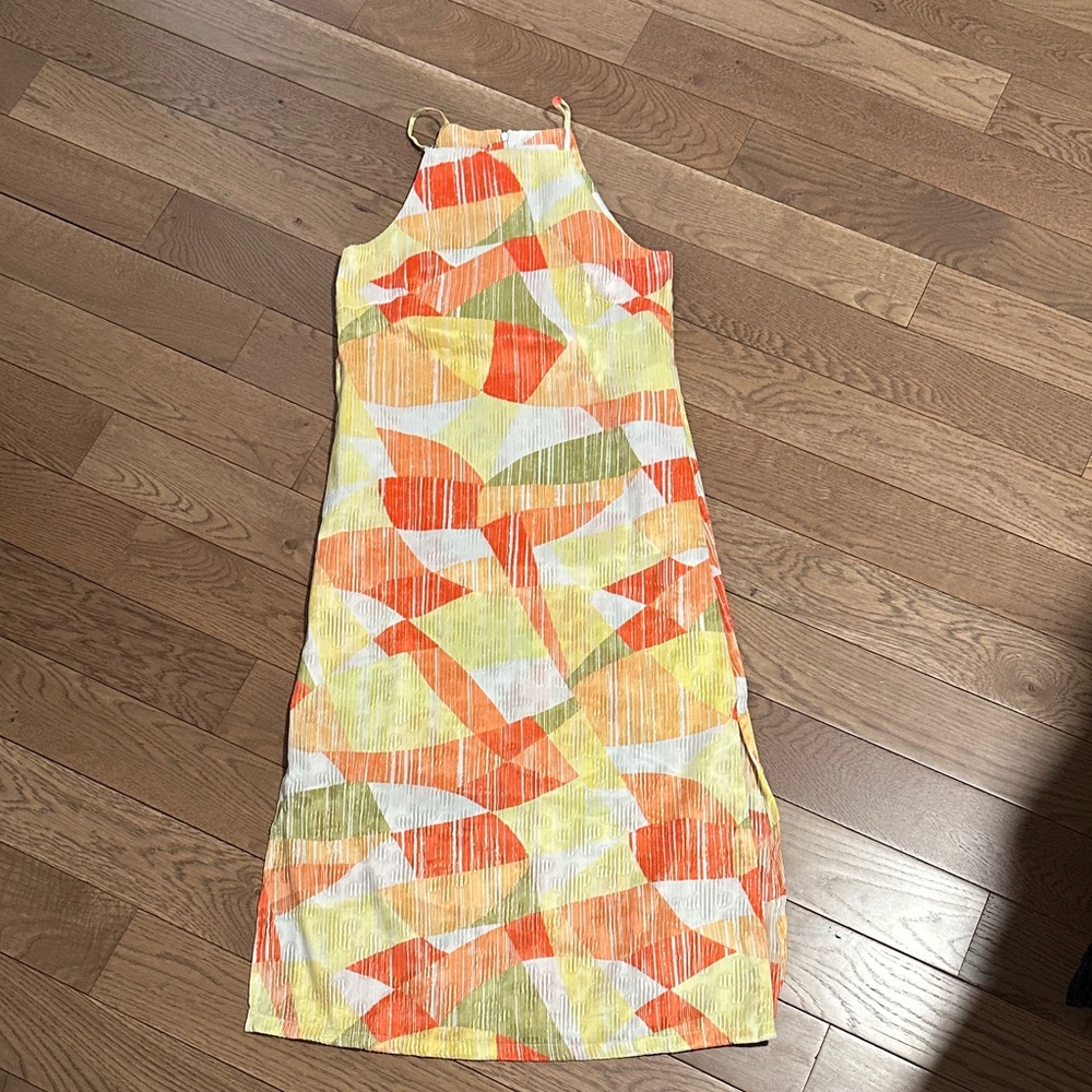 Colorful Geometric Patterned Midi Dress